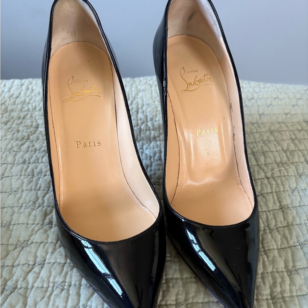 Christian Louboutin Pigalle Follies 100mm Black Patent Stiletto Heels